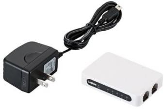 ロジテック イーサネットHUB/超小型/電源外付け/ACアダプタ付/5ポート/ホワイト LAN-SW05/PSW