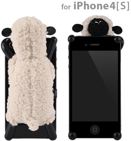 シマシマ iPhone 4S 4用モコモコ羊のぬいぐるみiPhoneカバー☆Sheepy☆シーピー(アイボリー)