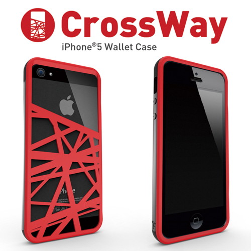 iPhone5/5s専用 マネークリップ機能付きケース Felix CrossWay ブラック/レッド