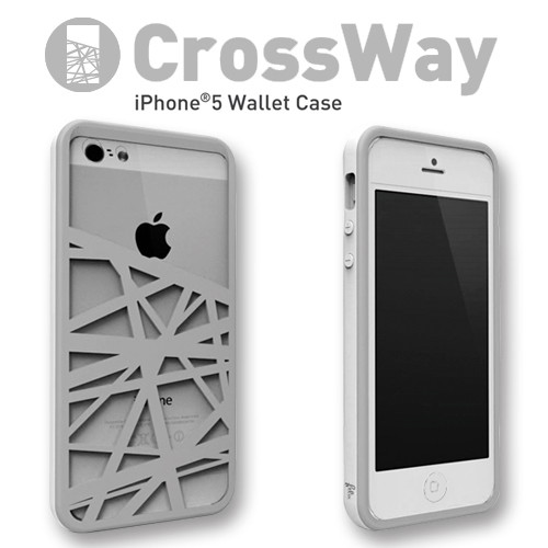 iPhone5/5s専用 マネークリップ機能付きケース Felix CrossWay ホワイト/グレー