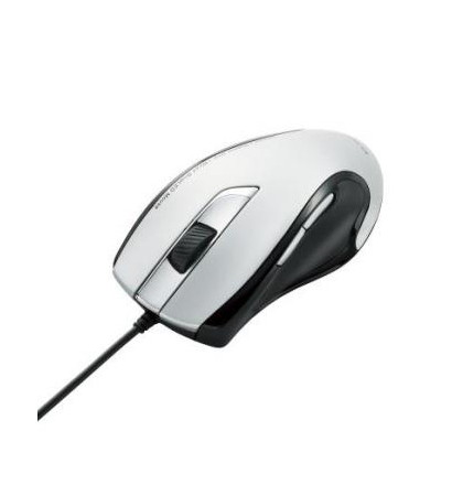【クリックで詳細表示】エレコム BlueLEDマウス/有線/5ボタン/エルゴノミクス/シルバー M-BL07UBSV