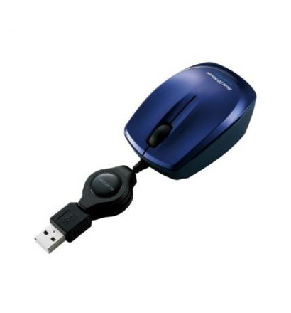 【クリックで詳細表示】エレコム BlueLEDマウス/有線巻取式/3ボタン/コンパクト/ブルー M-BL1UBBU