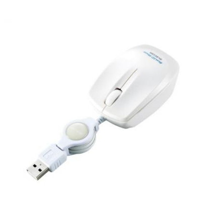【クリックで詳細表示】エレコム BlueLEDマウス/有線巻取式/3ボタン/コンパクト/ホワイト M-BL1UBWH