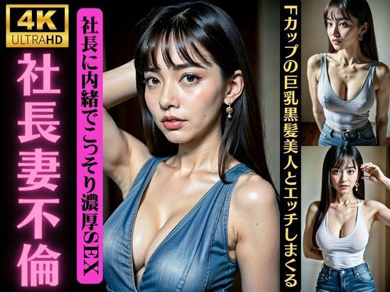 社長妻不倫！旦那に隠れてこっそり濃厚SEX！Fカップの巨乳黒髪美人とエッチしまくる