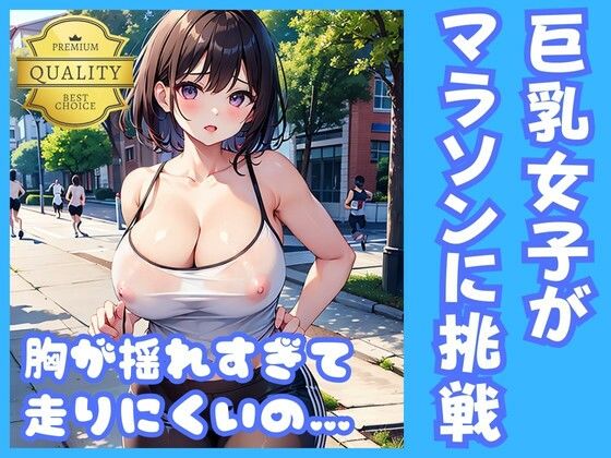 ノーブラ美少女がフルマラソンに参加！乳首フル勃起の爆乳がぶるんぶるん！