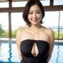 プールサイドの爆乳奥様