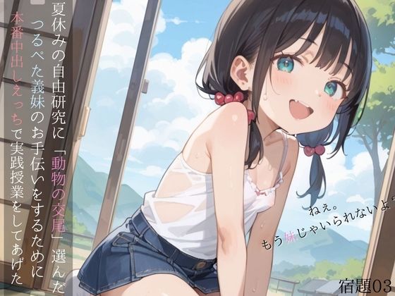 夏休みの自由研究に「動物の交尾」選んだつるぺた義妹のお手伝いをするために本番中出しえっちで実践授業をしてあげる03