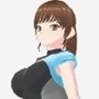 水色の服を着た巨乳のお姉さん（セリフなし3DCGモデルイラスト集）