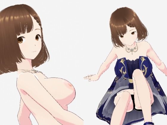 青いドレスを着た巨乳のお姉さん（セリフなし3DCGモデルイラスト集）