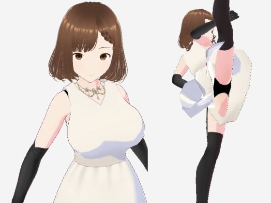 スカートの下にガーターストッキングを着たレディ（セリフなし3DCGモデルイラスト集）