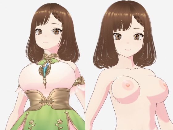 少しファンタジーっぽい衣装の巨乳のお姉さん（セリフなし3DCGモデルイラスト集）
