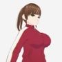 赤ジャージでポニーテールの巨乳美女（セリフなし3DCGモデルイラスト集）