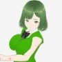 緑色の髪の毛と洋服を着たお姉さん（セリフなし3DCGモデルイラスト集）