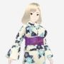 金髪の浴衣の和風美女（セリフなし3DCGモデルイラスト集）