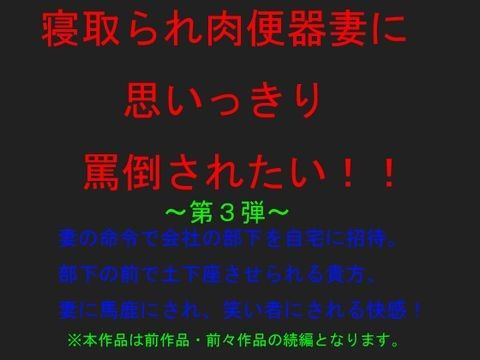 寝取られ肉便器妻に思いっきり罵倒されたい～第3弾～