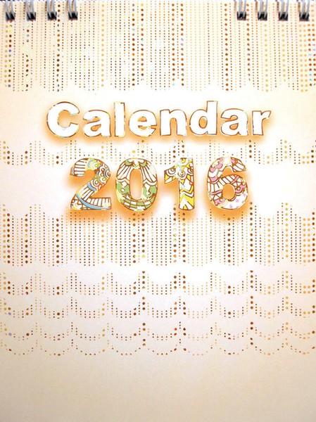 卓上 金箔箔押し 2016年カレンダー