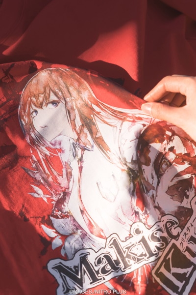 【サイズ S】STEINS；GATE 牧瀬紅莉栖 水墨画風 赤地カラーTシャツ