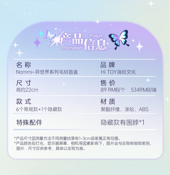 Nommi異世界ぬいぐるみブランドボックス（1BOX=6個入）