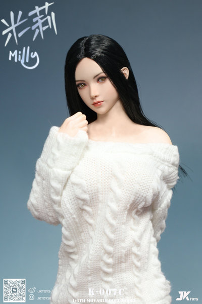JKトイズ 1/6 アジア女性 ヘッドスカルプト ミリー （可動式眼球） C