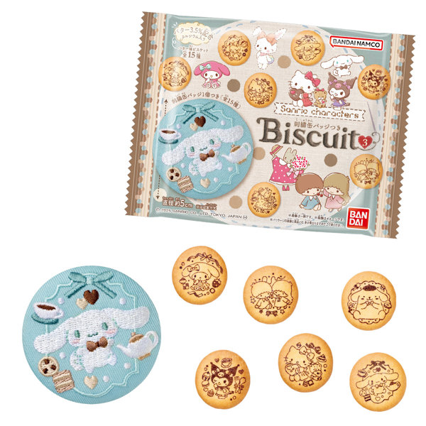 サンリオキャラクターズ 刺繍缶バッジビスケット3 (全15種) 1BOX:12個入