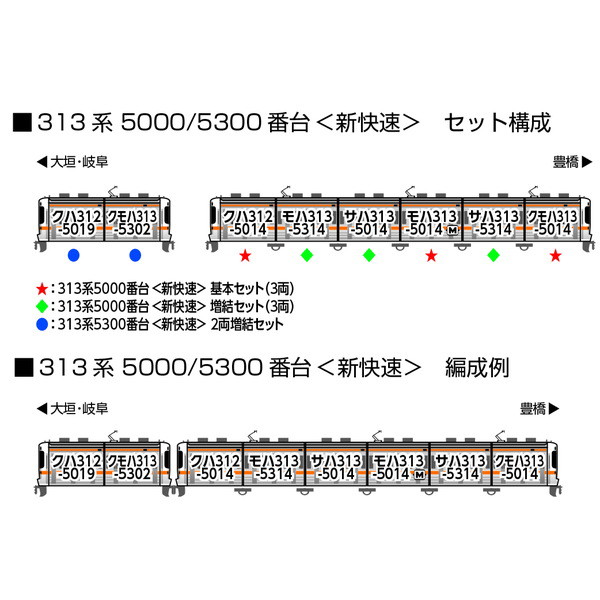 10-1921 313系5300番台＜新快速＞ 2両増結セット
