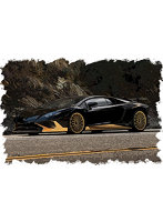 Lamborghini Aventador LP750-4 SV 2015 ブラック/ゴールド (ラージゴールドSVロゴ)