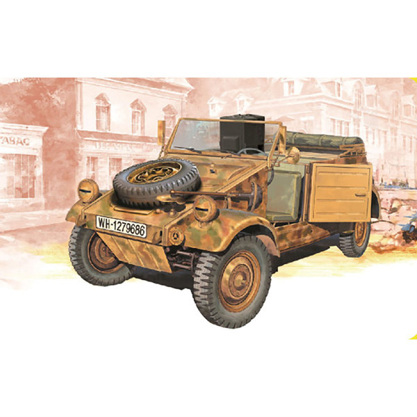 DR6886F WW.II ドイツ軍 キューベルワーゲン・ラジオカー 通信兵フィギュア付属
