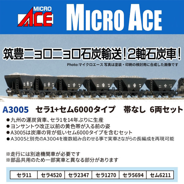 A3005 セラ1＋セム6000タイプ 帯なし 6両セット