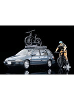 ホンダ シビックシャトル RT X （青） 90年式 フィギュア、マウンテンバイク付