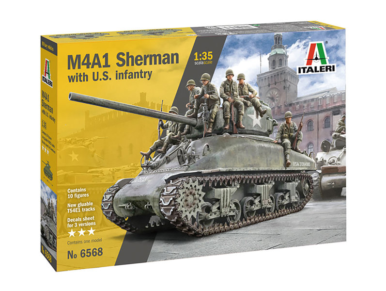 IT6568 1/35 WW.II アメリカ軍 M4A1 シャーマン アメリカ軍歩兵 10体付属