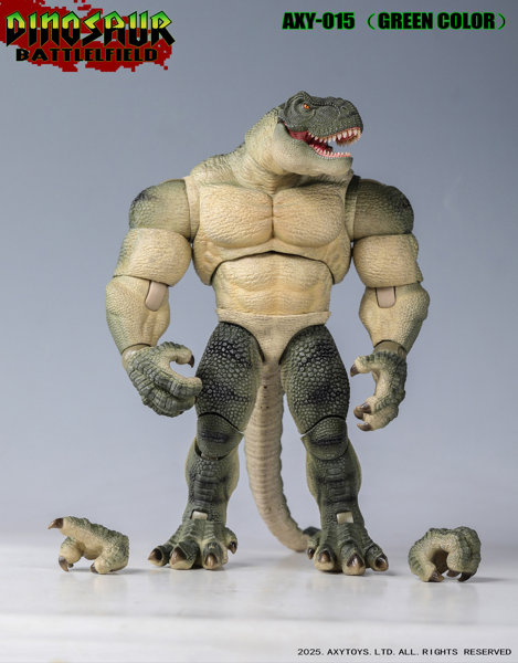 AXYTOYS ダイナソー・バトルフィールドシリーズ ティラノサウルス 1/9スケール可動フィギュア AXY-015（グリーン）のサムネイル画像