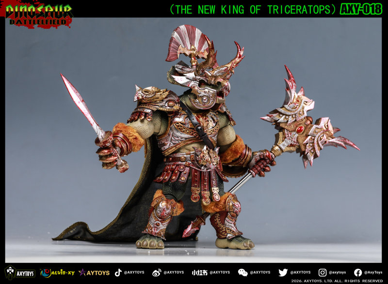 AXYTOYS ダイナソー・バトルフィールドシリーズ トリケラトプス AXY-018（新国王） 1/9スケール 可動フィギュア 豪華版のサムネイル画像