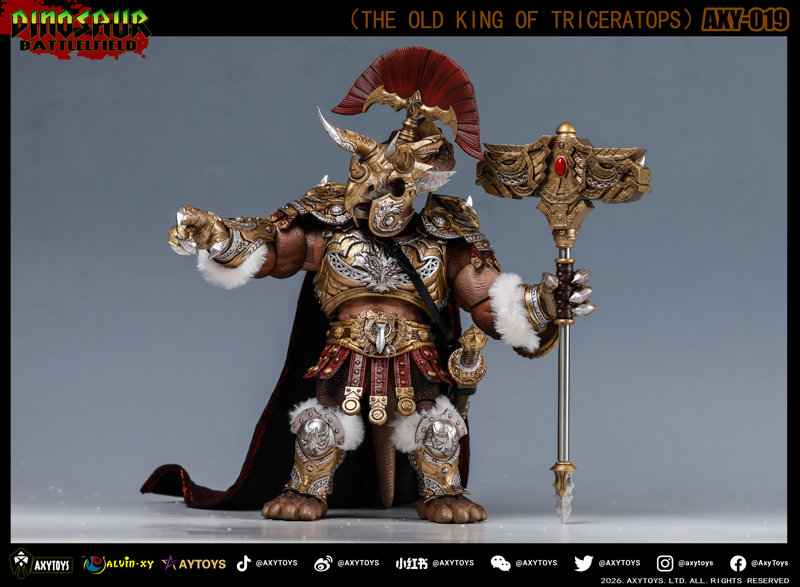 AXYTOYS ダイナソー・バトルフィールドシリーズ トリケラトプス AXY-019（旧国王） 1/9スケール 可動フィギュア 豪華版のサムネイル画像