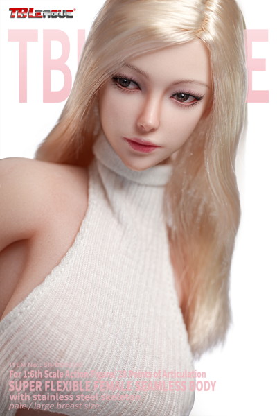 TBリーグ 1/6 スーパーフレキシブル 女性シームレスボディ ナローショルダー＆カーヴィーヒップ ヘッド付き（可動式アイ＆手植えまつ毛仕様）/ラージバスト/ペールスキン 001