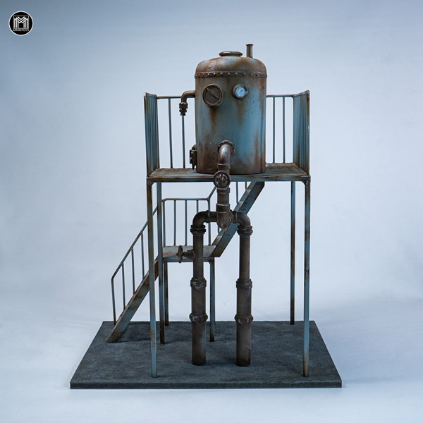 MMMトイズ 1/12 錆びた貯水タンク階段ジオラマ