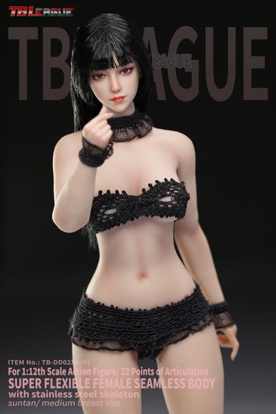 TBリーグ 1/12 スーパーフレキシブル 女性シームレスボディ ワスプウエスト＆ナチュラルカーブ ヘッド付き/ブラックヘア＆サンタンスキン