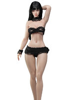 TBリーグ 1/12 スーパーフレキシブル 女性シームレスボディ ワスプウエスト＆ナチュラルカーブ ヘッド付き/ブラックヘア＆サンタンスキン