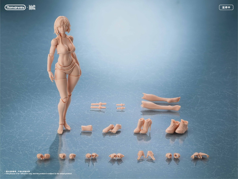 Romankey UMS004 1/12スケール 可動フィギュア女性素体 ミア（未塗装Ver.）