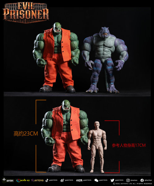 AXYTOYS EVIL PRISONER（イーブルプリズナー） 1/12スケール可動フィギュア AXY-023 緑色