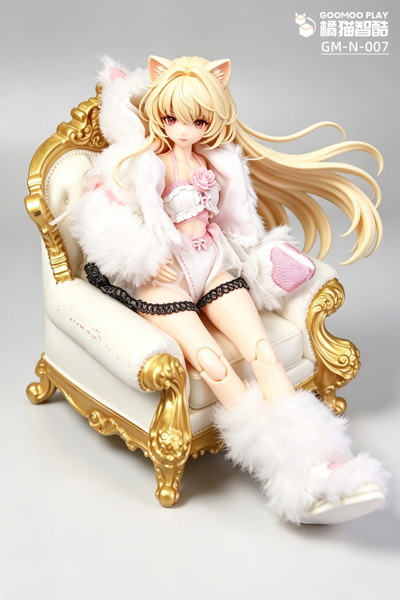 GOOMOO 橘猫智酷(ジューマオ ジークー) GM-N-007 1/12スケール可動フィギュア用 白ふわ 猫娘服セット