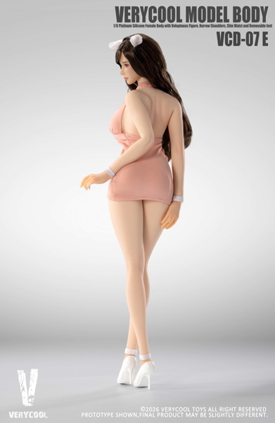 ベリークール 1/6 No.7 プラチナシリコン女性素体 ペールスキン ピンクドレス
