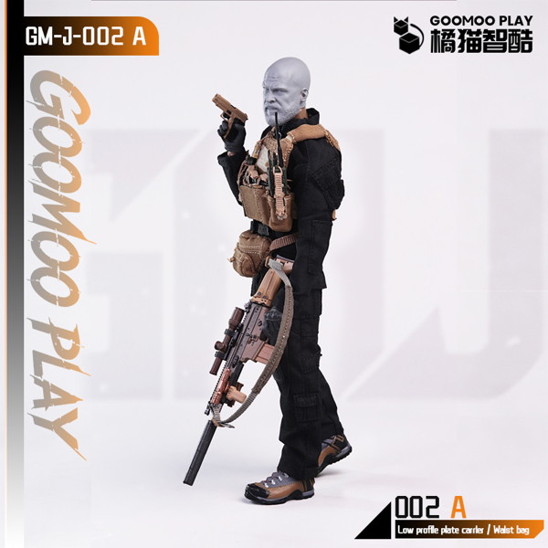 GOOMOO GM-J-002-A 1/12 スケール可動フィギュア用着せ替え服セット タクティカルベスト＆ウエストバッグ