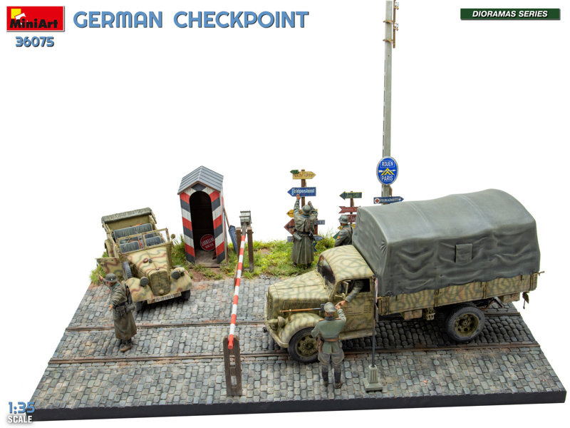 ドイツ軍検問所 3t 貨物トラック 3.6-36S ＆ Kfz.1 タイプ 170VK w/野戦憲兵隊 ビッグセット