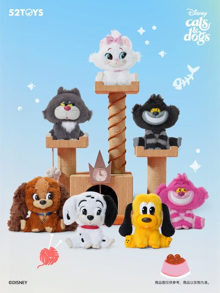 【BOX販売】52TOYS BLINDBOX ディズニー キャッツ＆ドッグス なかよし ぬいぐるみストラップ（1BOX=6個入）