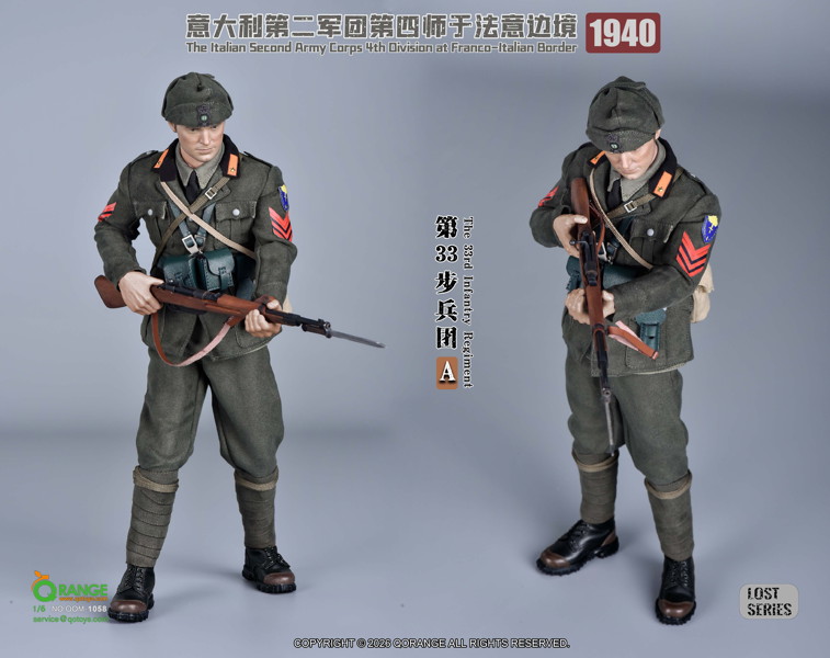 Qオレンジ QOトイズ 1/6 アウトフィットセット イタリア陸軍 第2軍団 第4師団 第33歩兵連隊 フランス・イタリア国境 1940