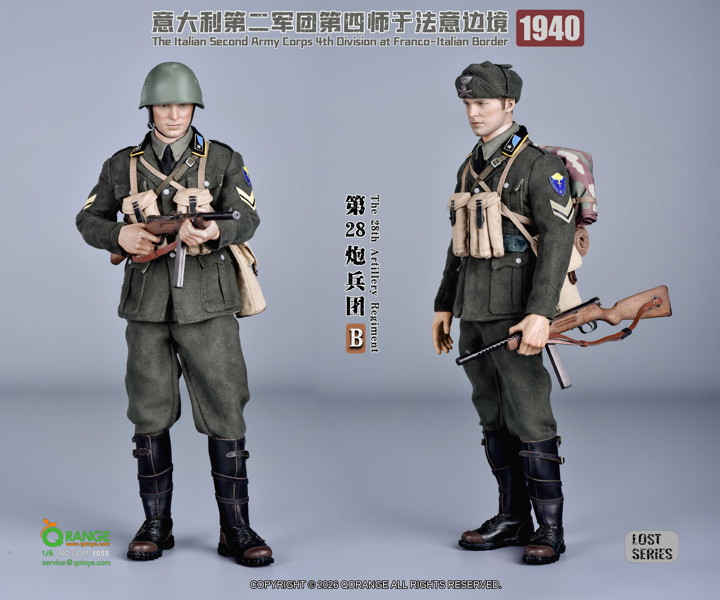 Qオレンジ QOトイズ 1/6 アウトフィットセット イタリア陸軍 第2軍団 第4師団 第28砲兵連隊 フランス・イタリア国境 1940
