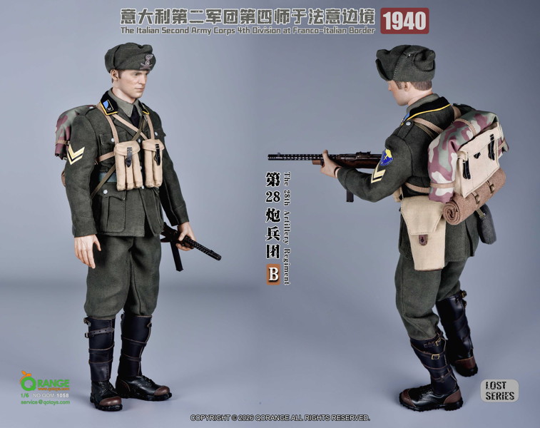 Qオレンジ QOトイズ 1/6 アウトフィットセット イタリア陸軍 第2軍団 第4師団 第28砲兵連隊 フランス・イタリア国境 1940
