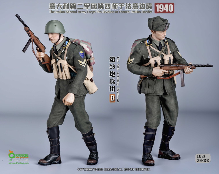 Qオレンジ QOトイズ 1/6 アウトフィットセット イタリア陸軍 第2軍団 第4師団 第28砲兵連隊 フランス・イタリア国境 1940