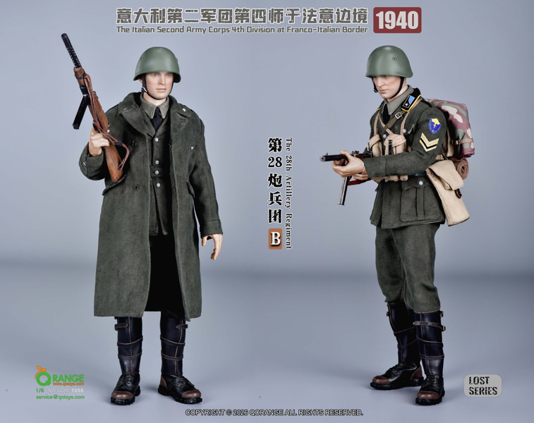 Qオレンジ QOトイズ 1/6 アウトフィットセット イタリア陸軍 第2軍団 第4師団 第28砲兵連隊 フランス・イタリア国境 1940