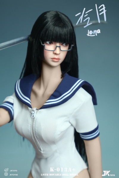 JKトイズ 1/6 アジア女性 ヘッドスカルプト レナ （可動式眼球/メガネ付） A＋